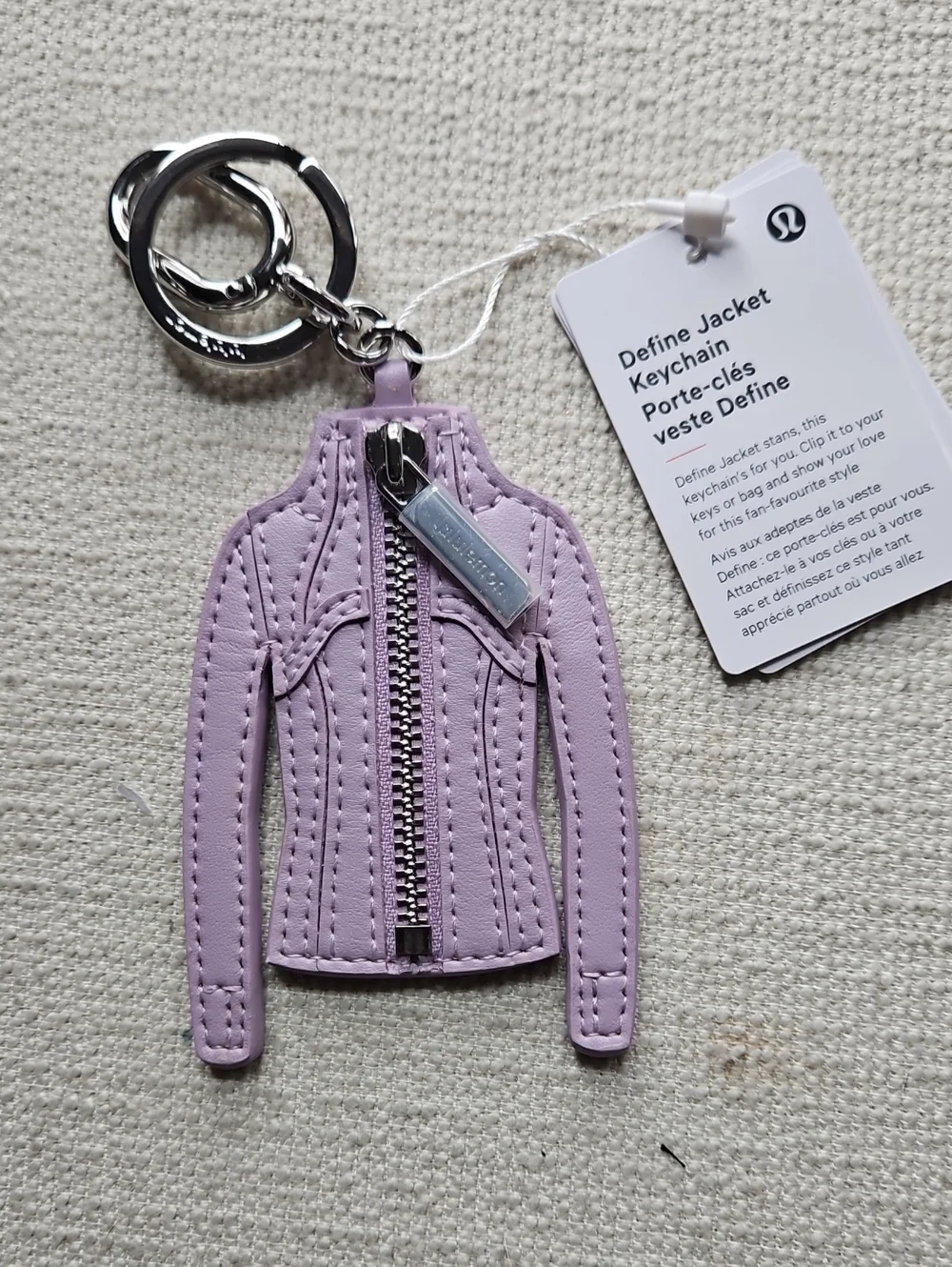 lululemon athletica Lavender Define Jacket Keychain Charm